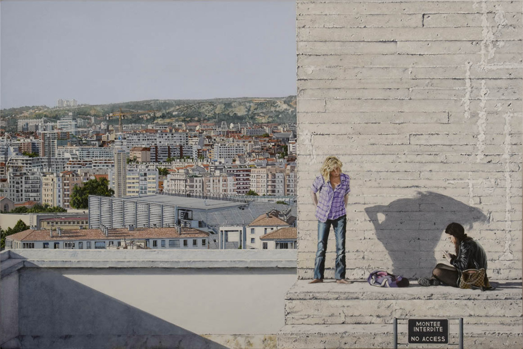 Peinture hyperréalisme Hervé Bernard : Visiting Democritus